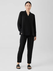 Eileen Fisher Tops &amp; Tees | Silk Georgette Crepe V-Neck Top Black - Women