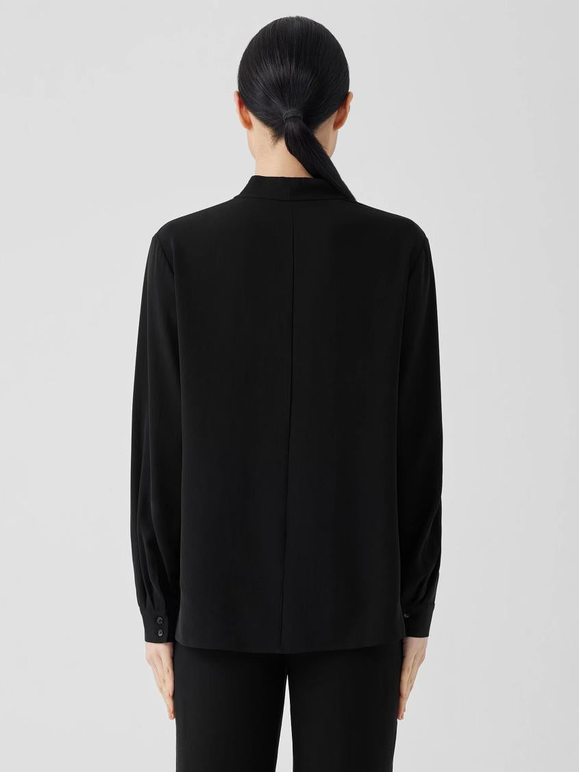 Eileen Fisher Tops &amp; Tees | Silk Georgette Crepe V-Neck Top Black - Women