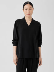 Eileen Fisher Tops &amp; Tees | Silk Georgette Crepe V-Neck Top Black - Women