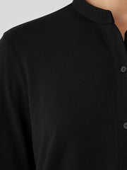 Eileen Fisher Tops &amp; Tees | Stretch Jersey Knit Band Collar Shirt Black - Women