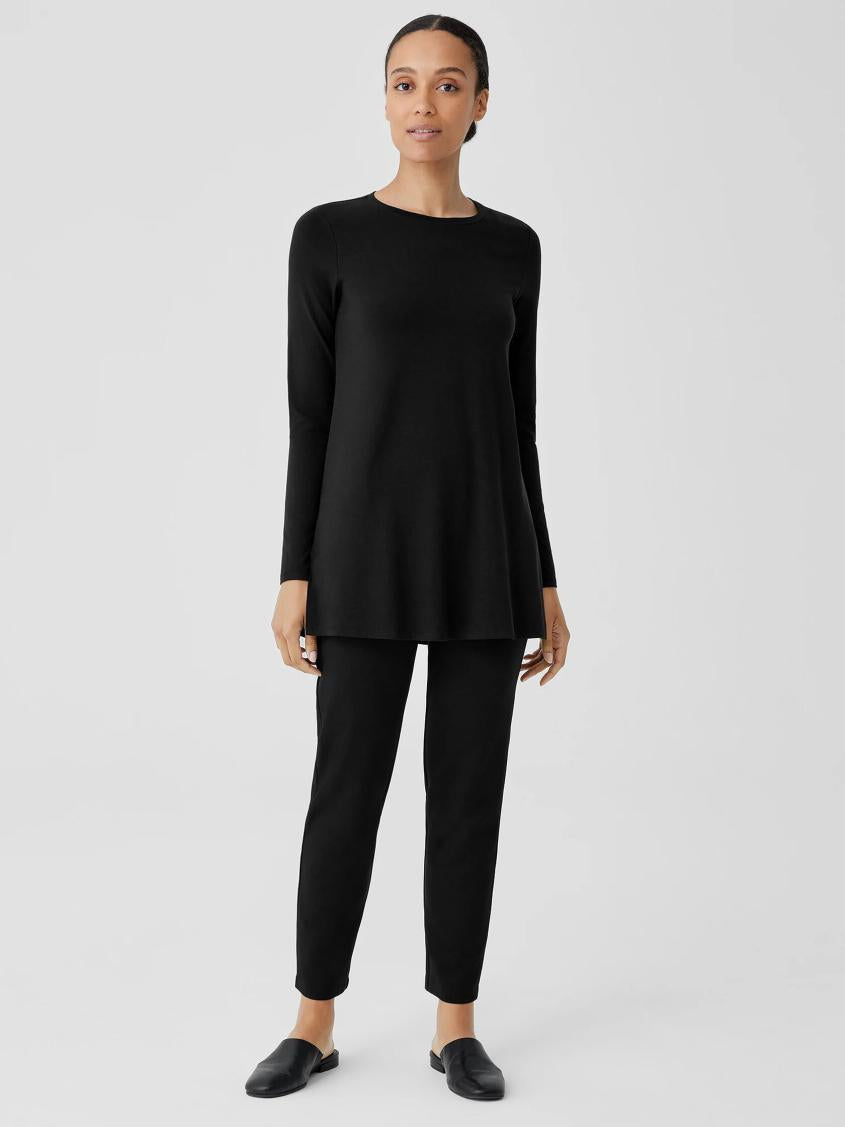 Eileen Fisher Tops &amp; Tees | Stretch Jersey Knit Crew Neck Long Top Black - Women
