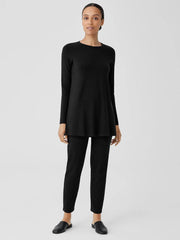 Eileen Fisher Tops &amp; Tees | Stretch Jersey Knit Crew Neck Long Top Black - Women