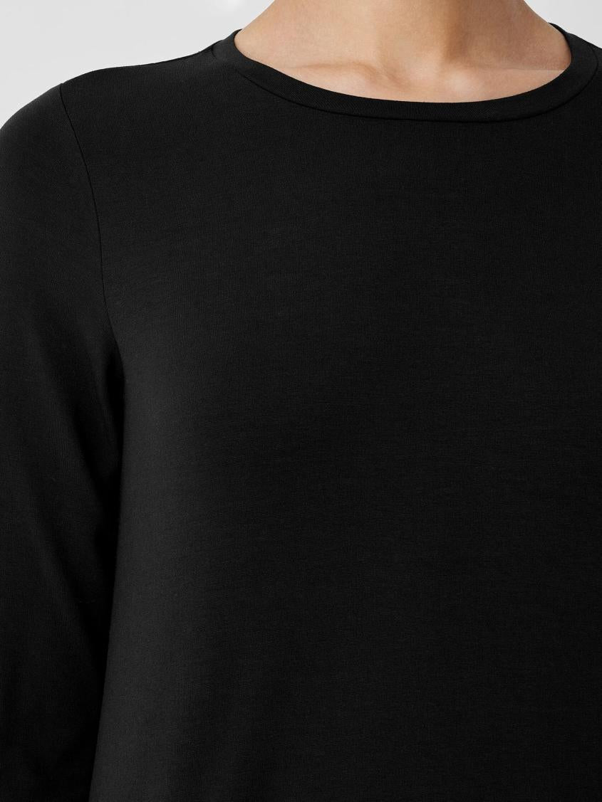 Eileen Fisher Tops &amp; Tees | Stretch Jersey Knit Crew Neck Long Top Black - Women