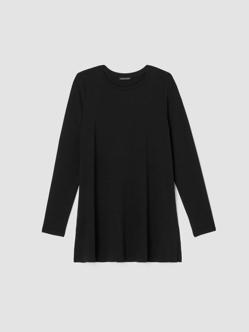 Eileen Fisher Tops &amp; Tees | Stretch Jersey Knit Crew Neck Long Top Black - Women