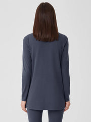 Eileen Fisher Tops &amp; Tees | Stretch Jersey Knit Crew Neck Long Top Ocean - Women