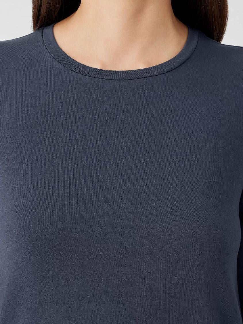 Eileen Fisher Tops &amp; Tees | Stretch Jersey Knit Crew Neck Long Top Ocean - Women