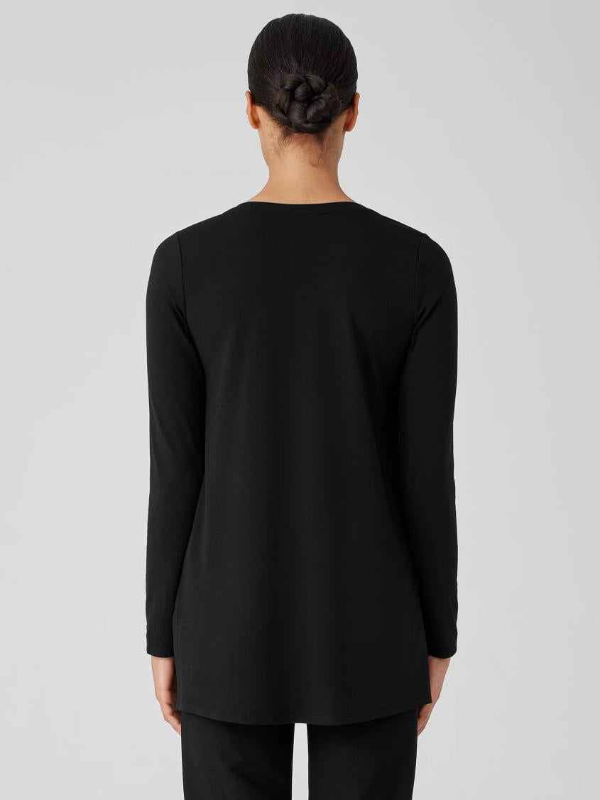 Eileen Fisher Tops &amp; Tees | Stretch Jersey Knit V-Neck Long Top Black - Women
