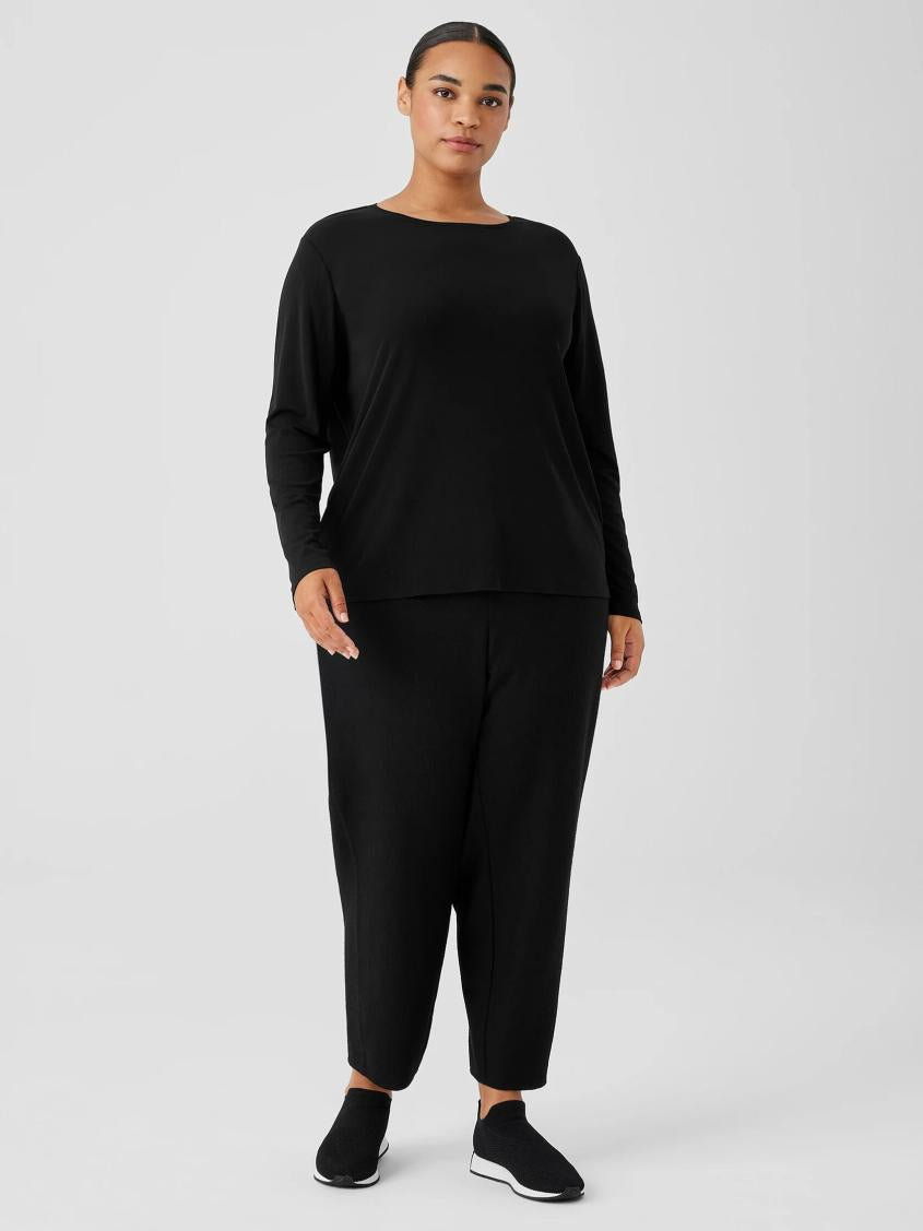 Eileen Fisher Tops &amp; Tees | Stretch Silk Jersey Crew Neck Top Black - Women