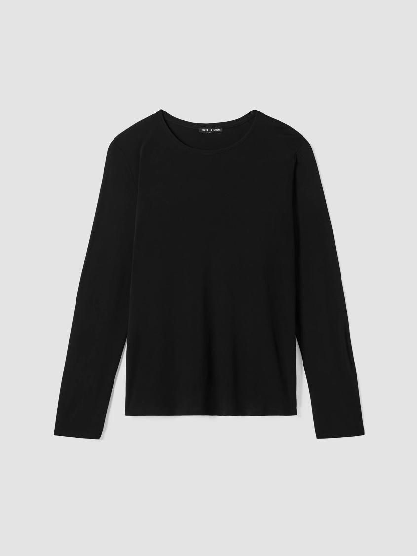 Eileen Fisher Tops &amp; Tees | Stretch Silk Jersey Crew Neck Top Black - Women