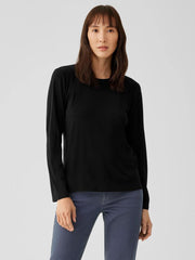 Eileen Fisher Tops &amp; Tees | Stretch Silk Jersey Crew Neck Top Black - Women