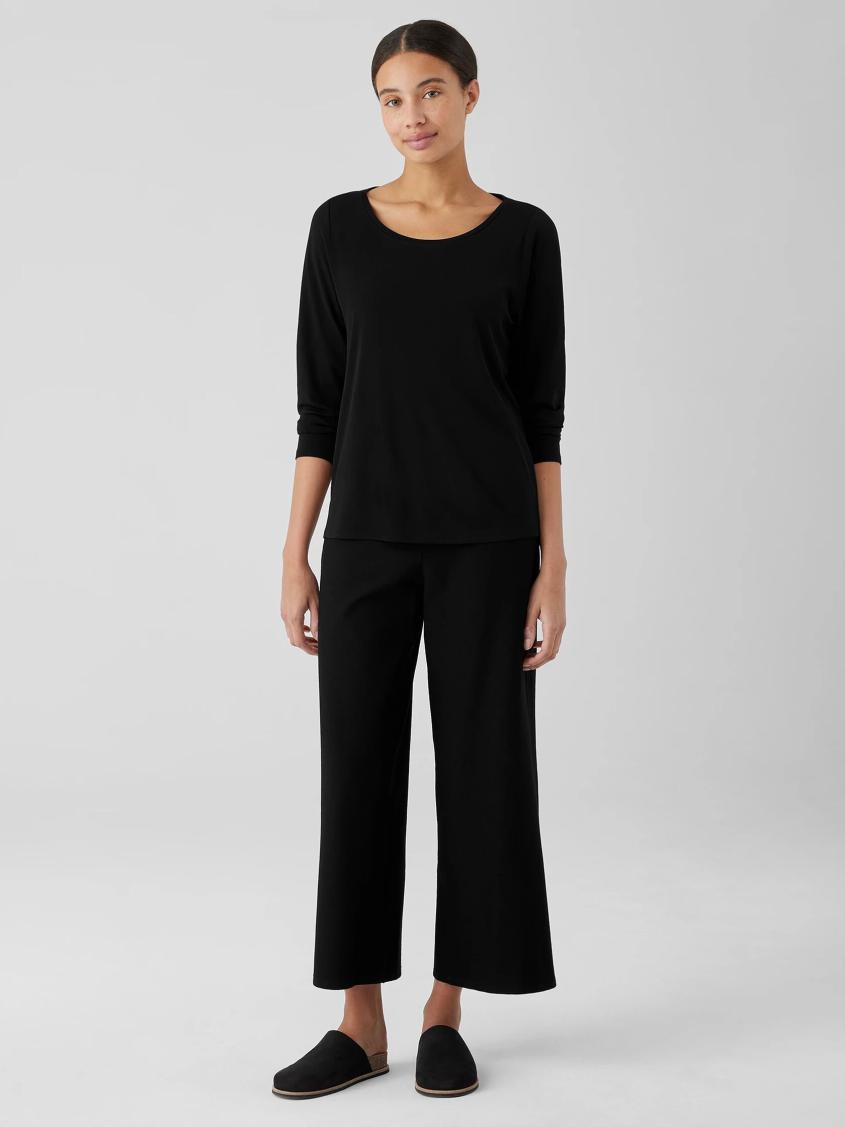 Eileen Fisher Tops &amp; Tees | Stretch Silk Jersey Scoop Neck Top Black - Women