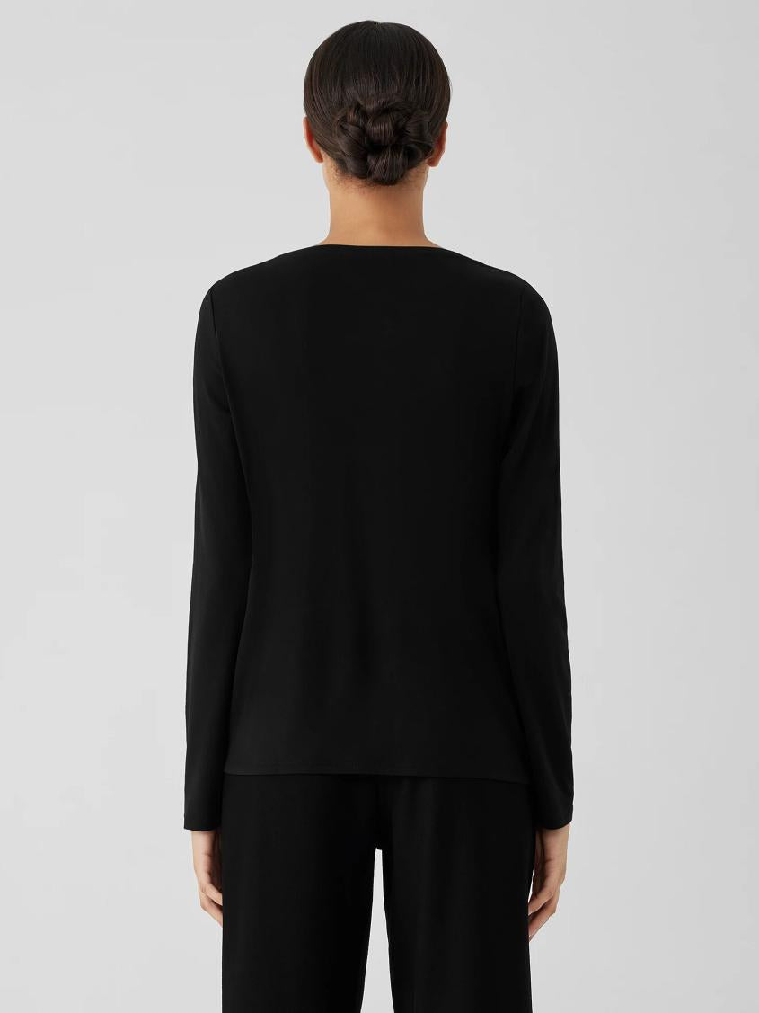 Eileen Fisher Tops &amp; Tees | Stretch Silk Jersey Scoop Neck Top Black - Women