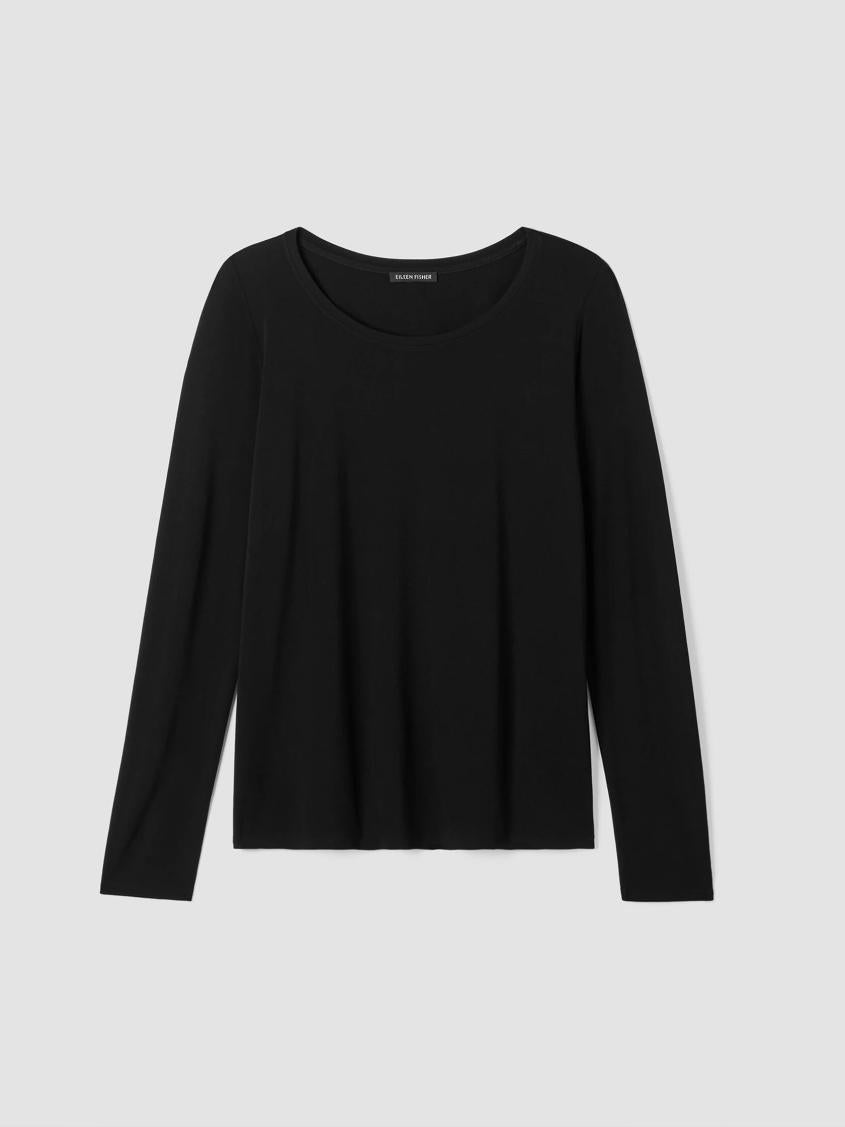 Eileen Fisher Tops &amp; Tees | Stretch Silk Jersey Scoop Neck Top Black - Women