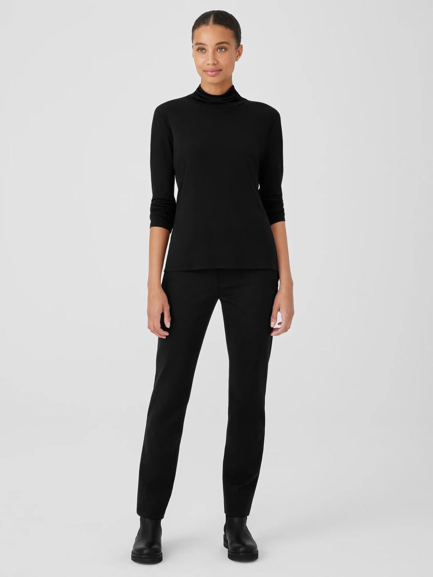 Eileen Fisher Tops &amp; Tees | Stretch Silk Jersey Scrunch Neck Top Black - Women