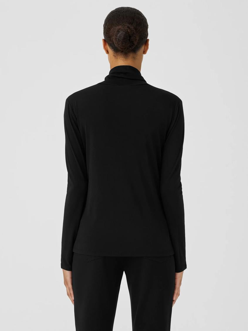 Eileen Fisher Tops &amp; Tees | Stretch Silk Jersey Scrunch Neck Top Black - Women