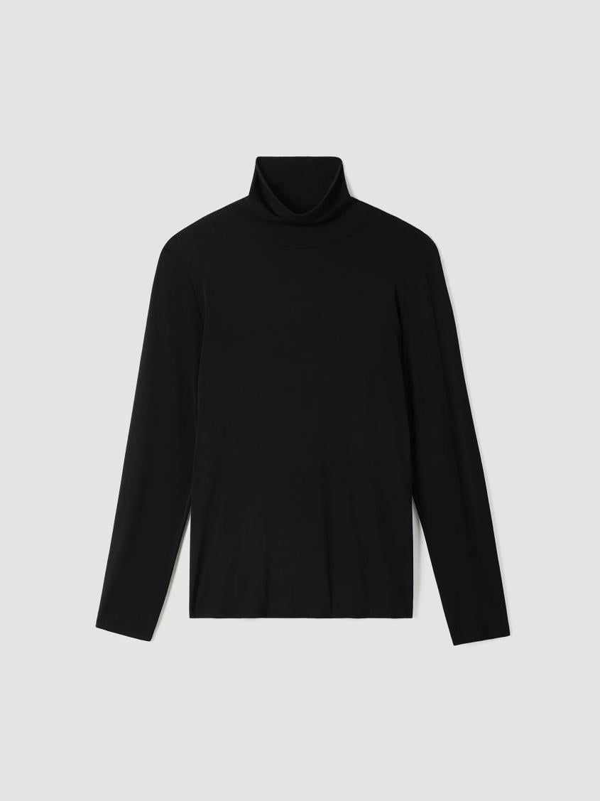 Eileen Fisher Tops &amp; Tees | Stretch Silk Jersey Scrunch Neck Top Black - Women