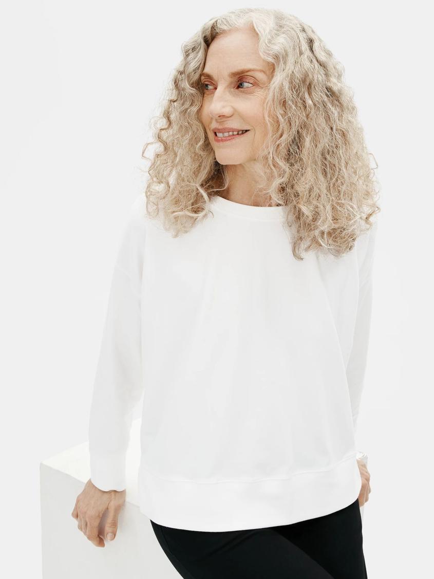 Eileen Fisher Tops &amp; Tees | Traceable Cotton Jersey Crew Neck Box-Top White - Women