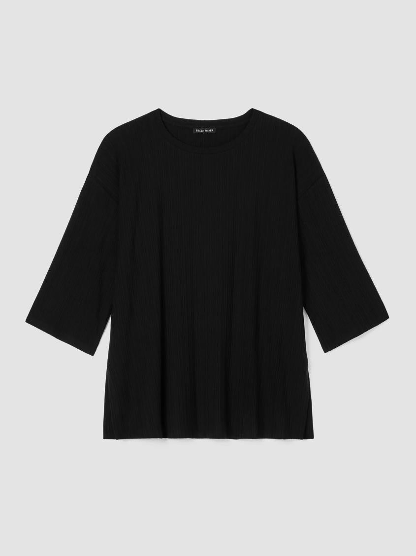 Eileen Fisher Tops &amp; Tees | Variegated Rib Knit Crew Neck Long Top Black - Women