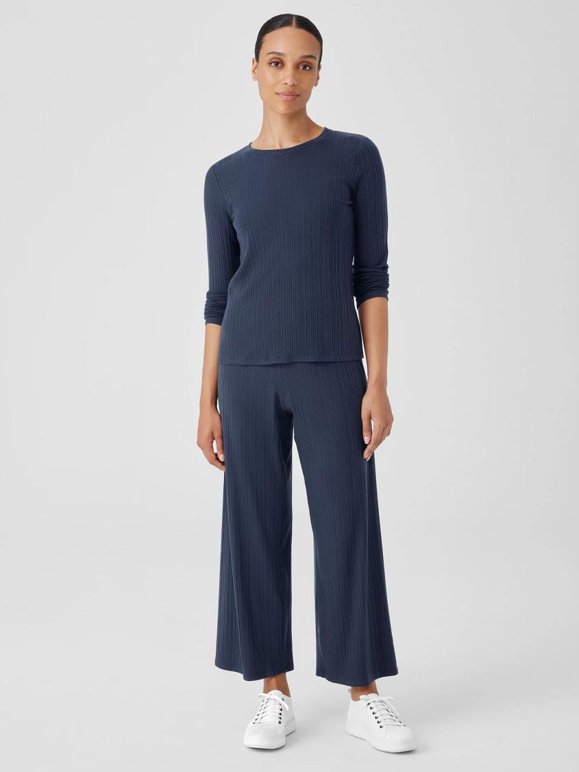 Eileen Fisher Tops &amp; Tees | Variegated Rib Knit Crew Neck Top Ocean - Women
