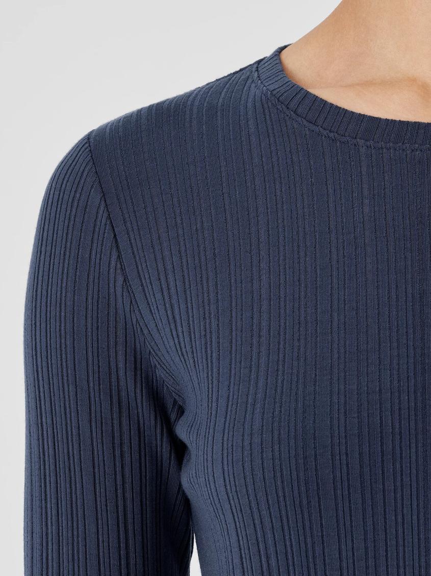 Eileen Fisher Tops &amp; Tees | Variegated Rib Knit Crew Neck Top Ocean - Women