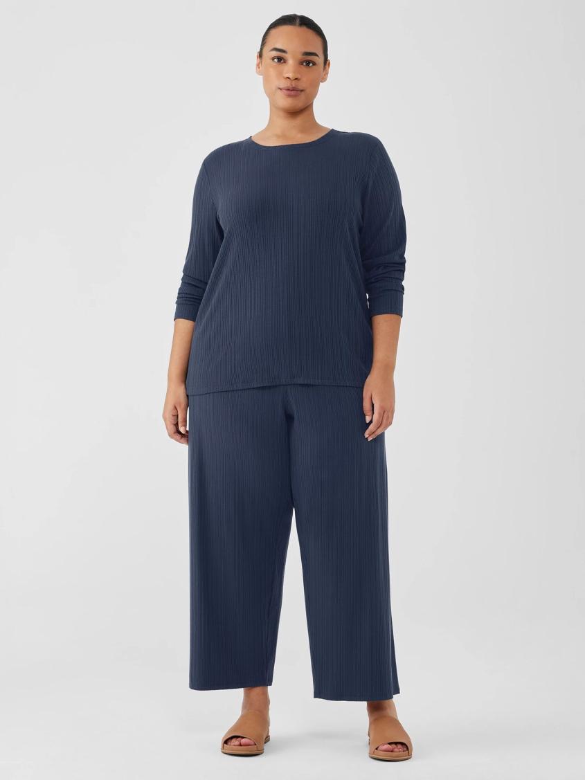 Eileen Fisher Tops &amp; Tees | Variegated Rib Knit Crew Neck Top Ocean - Women