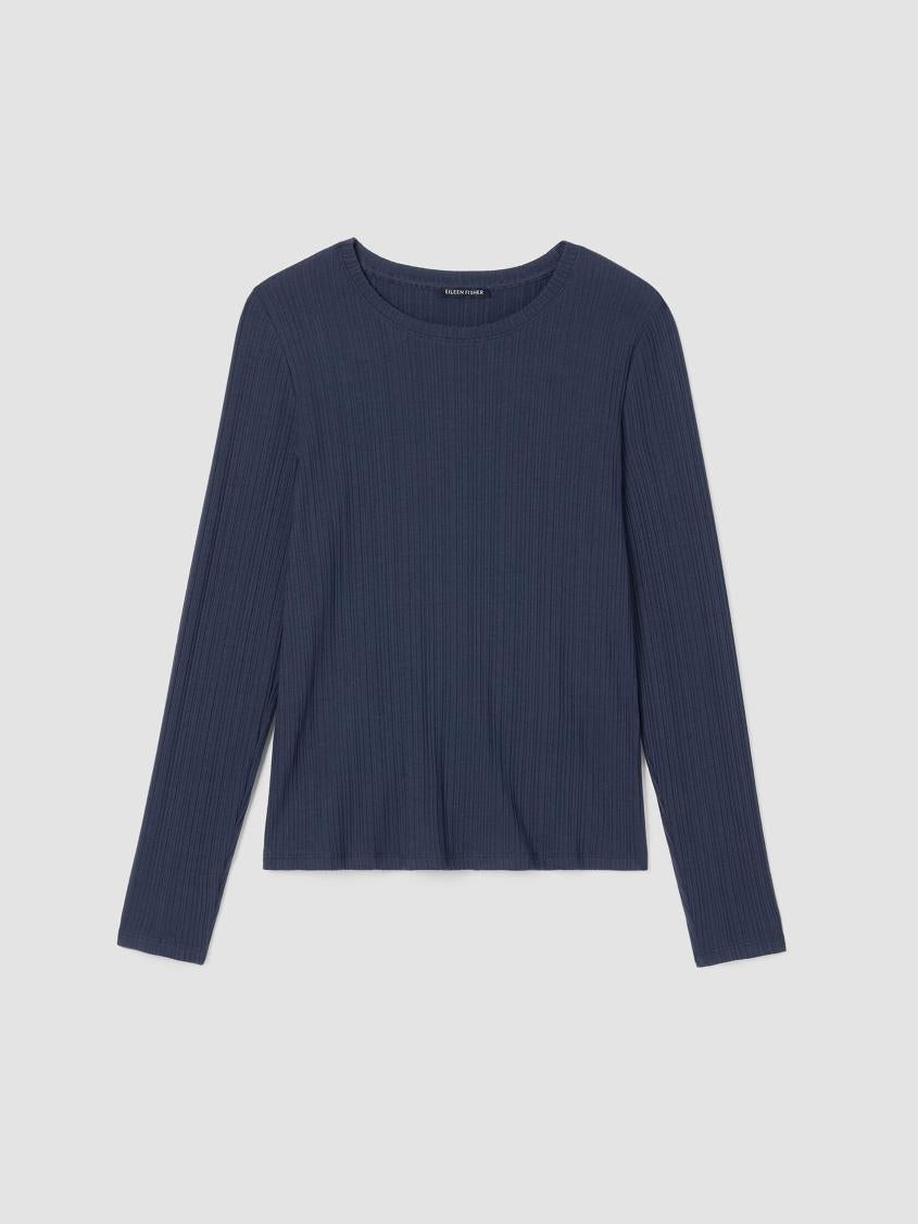 Eileen Fisher Tops &amp; Tees | Variegated Rib Knit Crew Neck Top Ocean - Women