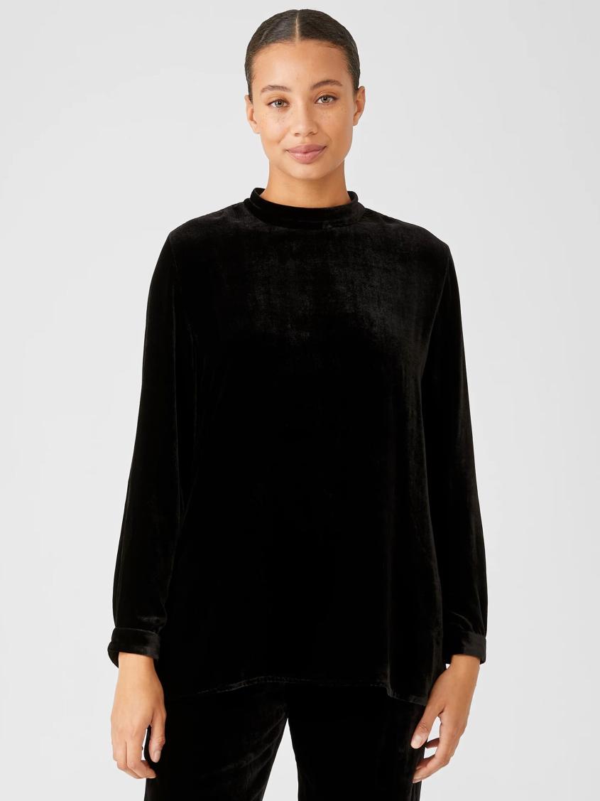 Eileen Fisher Tops &amp; Tees | Velvet Mock Neck Top Black - Women