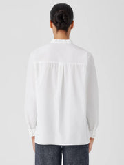 Eileen Fisher Tops &amp; Tees | Washed Organic Cotton Poplin Band Collar Shirt White - Women