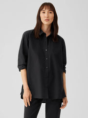 Eileen Fisher Tops &amp; Tees | Washed Organic Cotton Poplin Classic Collar Shirt Black - Women