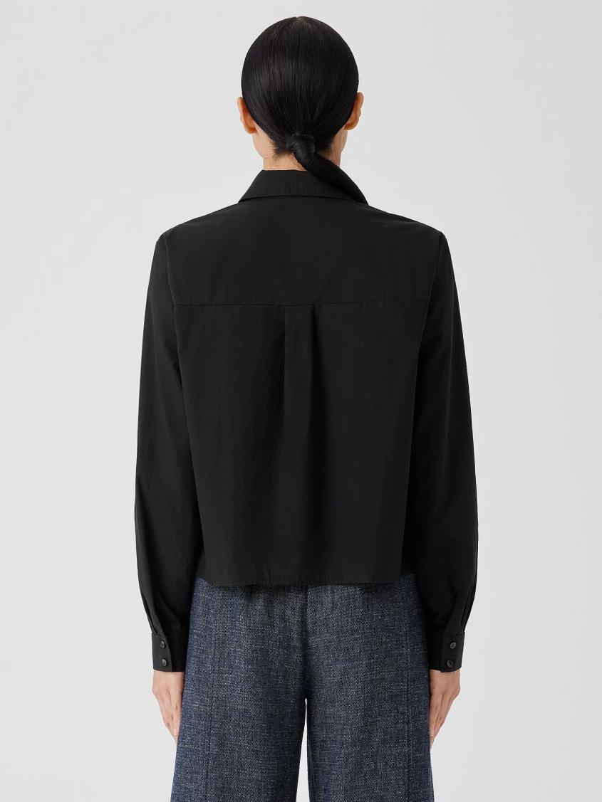 Eileen Fisher Tops &amp; Tees | Washed Organic Cotton Poplin Classic Collar Shirt Black - Women