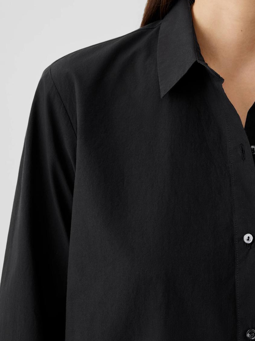 Eileen Fisher Tops &amp; Tees | Washed Organic Cotton Poplin Classic Collar Shirt Black - Women