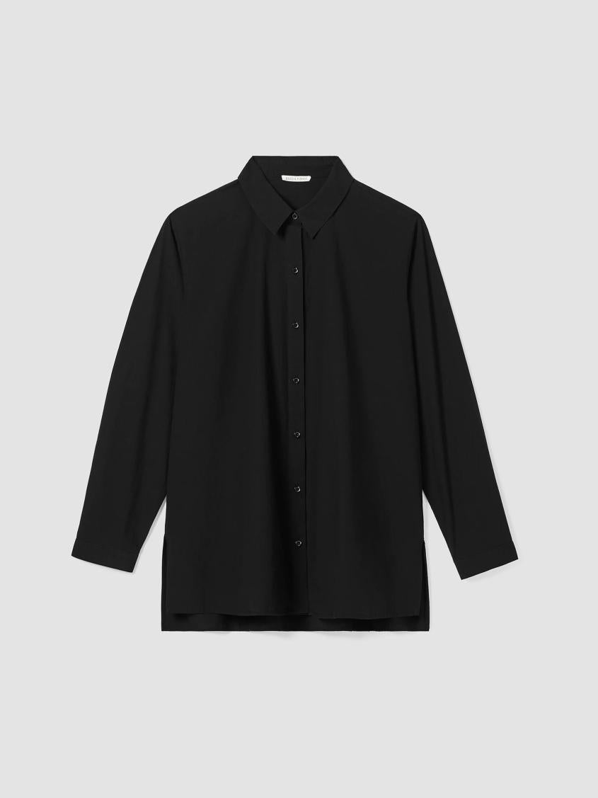 Eileen Fisher Tops &amp; Tees | Washed Organic Cotton Poplin Classic Collar Shirt Black - Women