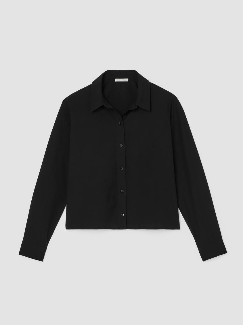 Eileen Fisher Tops &amp; Tees | Washed Organic Cotton Poplin Classic Collar Shirt Black - Women