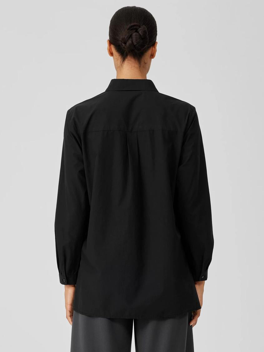 Eileen Fisher Tops &amp; Tees | Washed Organic Cotton Poplin Shirt Black - Women
