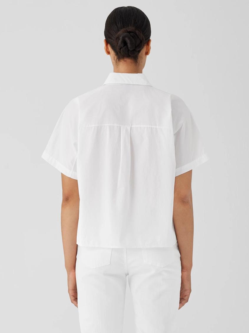 Eileen Fisher Tops &amp; Tees | Washed Organic Cotton Poplin Short-Sleeve Shirt White - Women