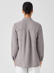 Eileen Fisher Tops &amp; Tees | Washed Organic Linen Délavé Classic Collar Shirt Stone - Women