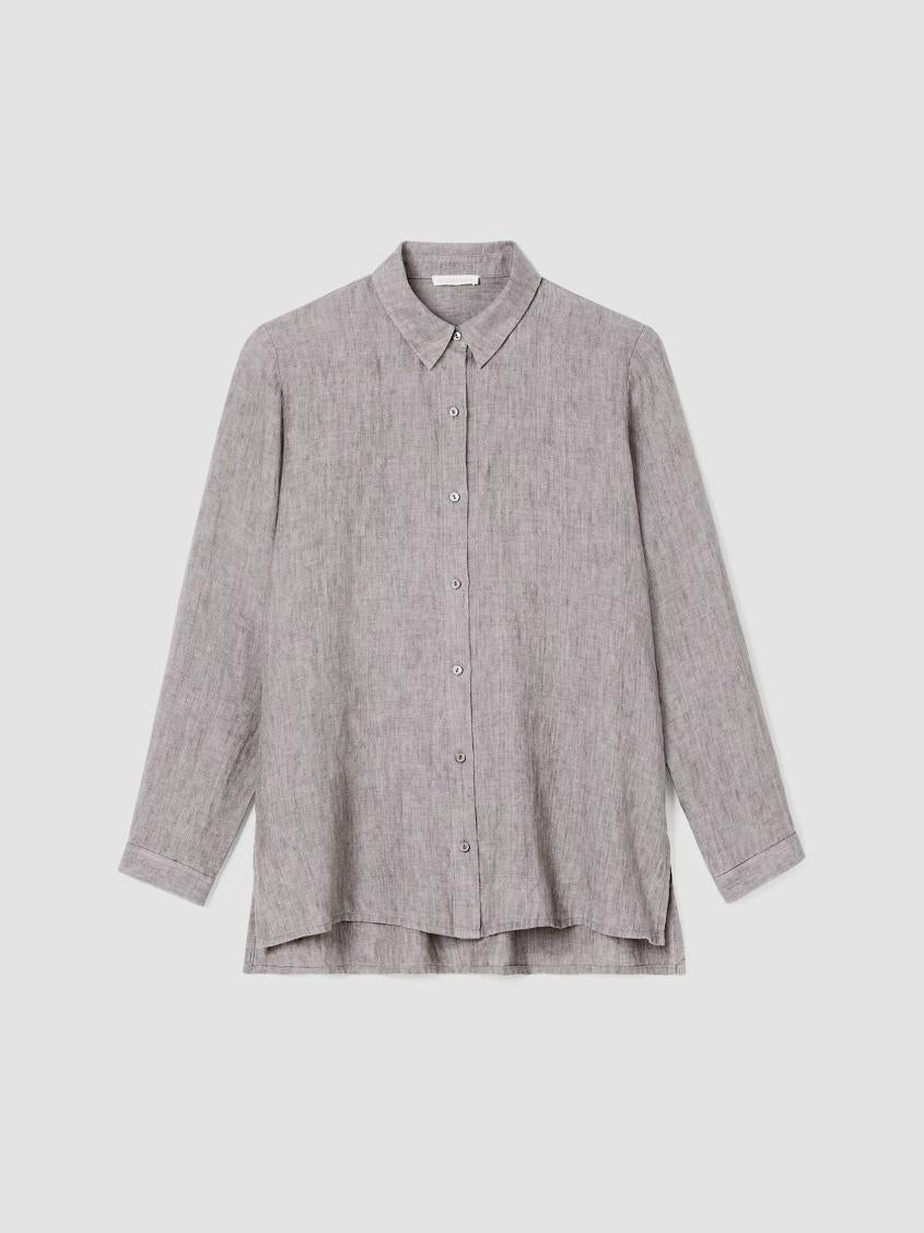 Eileen Fisher Tops &amp; Tees | Washed Organic Linen Délavé Classic Collar Shirt Stone - Women