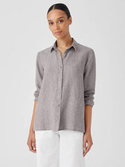 Eileen Fisher Tops &amp; Tees | Washed Organic Linen Délavé Classic Collar Shirt Stone - Women