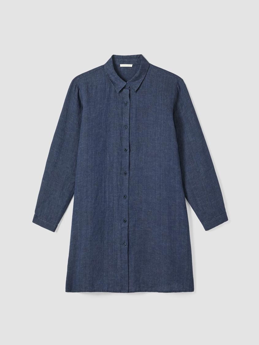 Eileen Fisher Tops &amp; Tees | Washed Organic Linen Délavé Long Shirt Dusk - Women