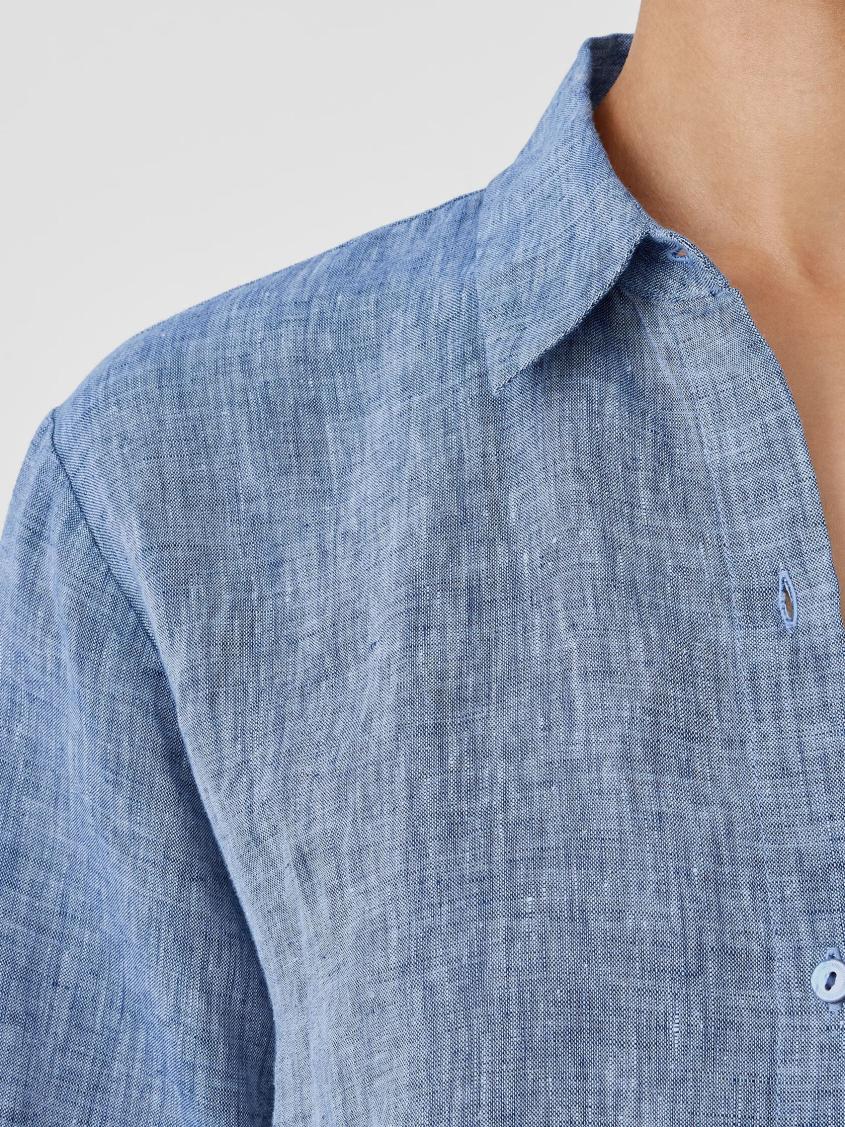 Eileen Fisher Tops &amp; Tees | Yarn-Dyed Handkerchief Organic Linen Shirt Chambray - Women