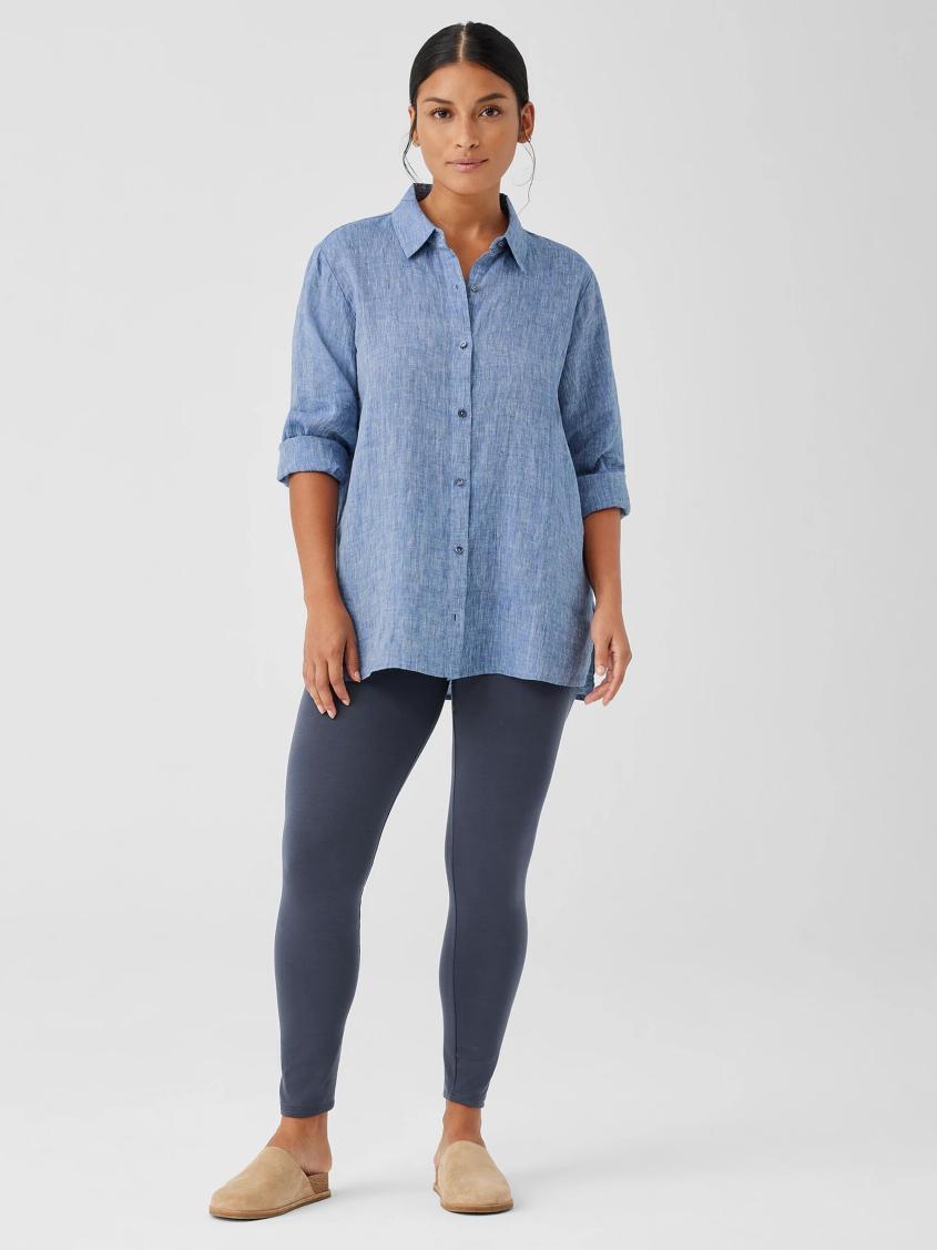 Eileen Fisher Tops &amp; Tees | Yarn-Dyed Handkerchief Organic Linen Shirt Chambray - Women