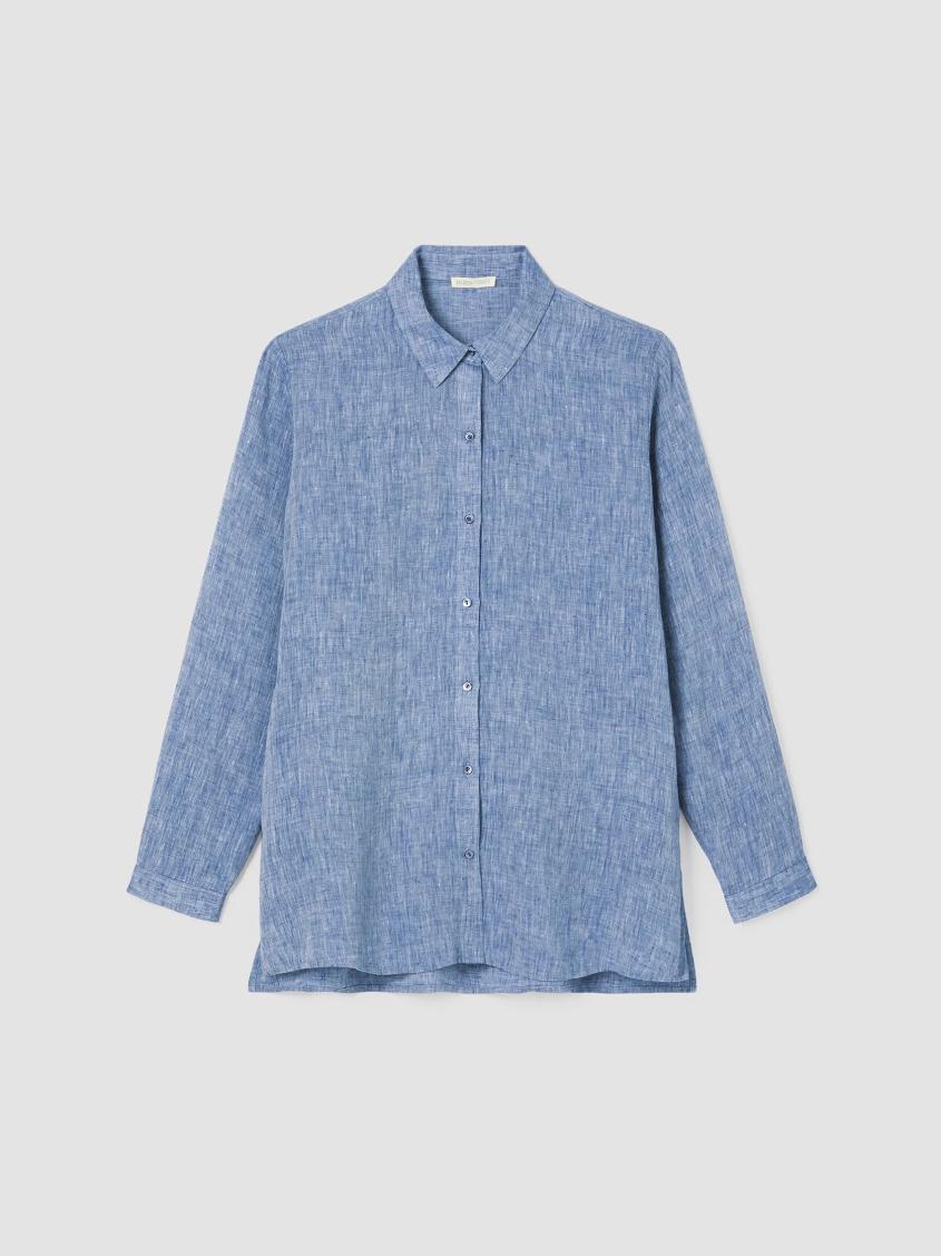 Eileen Fisher Tops &amp; Tees | Yarn-Dyed Handkerchief Organic Linen Shirt Chambray - Women