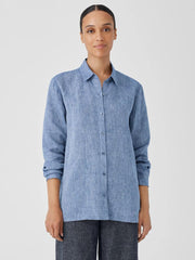 Eileen Fisher Tops &amp; Tees | Yarn-Dyed Handkerchief Organic Linen Shirt Chambray - Women